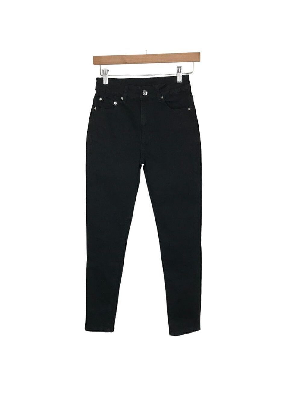 Ganni Black 100% Cotton High Rise 5 Pocket Zip Up Jeans Size 25